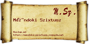 Mándoki Szixtusz névjegykártya